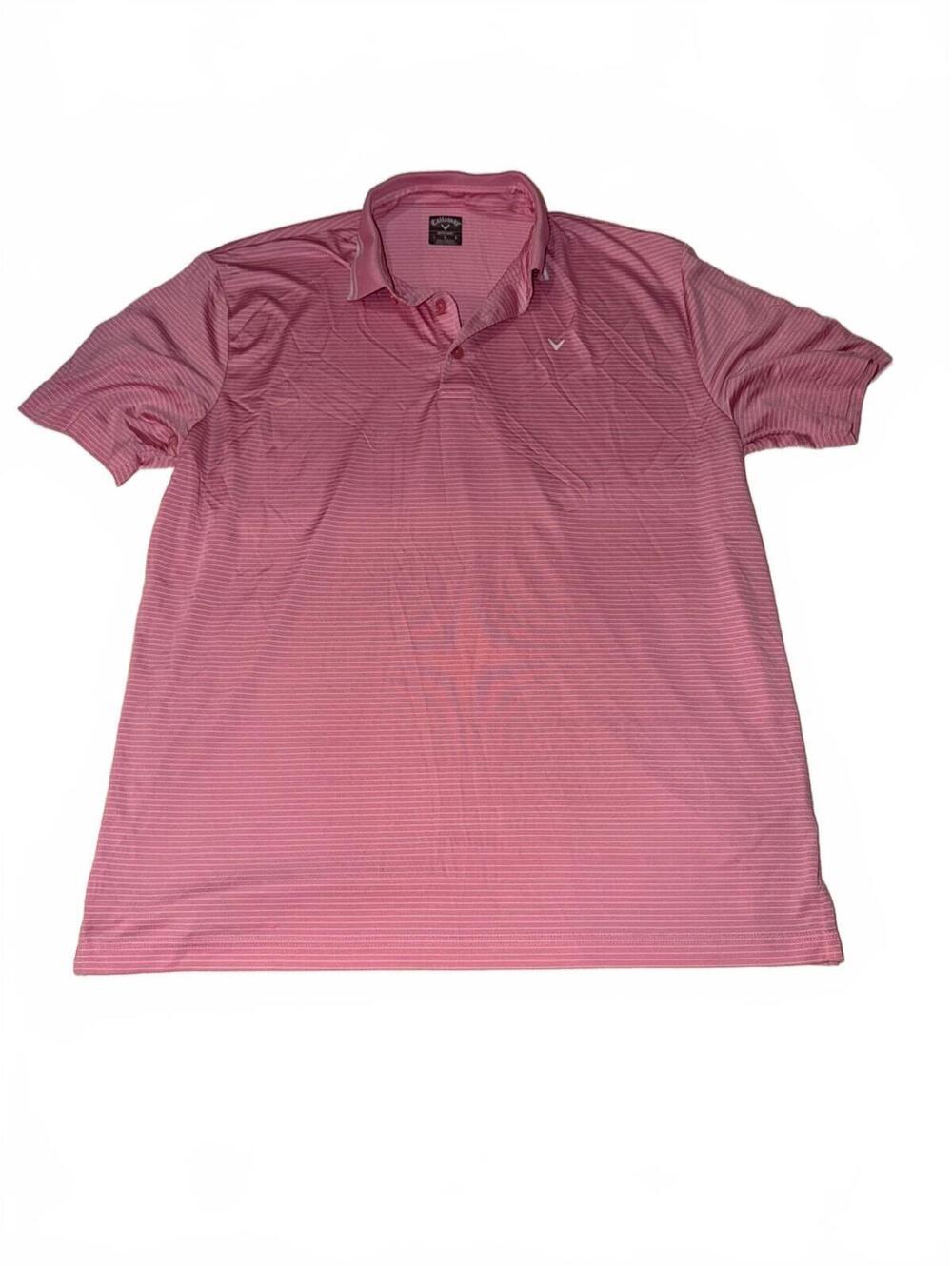 Callaway Opti-Dri Men's Golf Polo Shirt Size Large Pink Striped